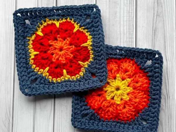 Sunburst Crochet Granny Square Coasters — Free Crochet Pattern