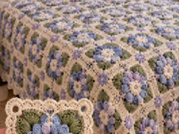 Floral Granny Square Bedspread — Free Crochet Pattern