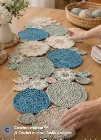 Coastal Mosaic Floral Table Runner — Free Crochet Pattern