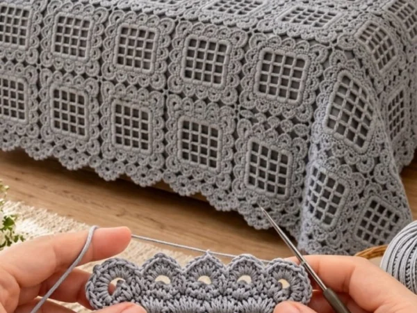 Windowpane Granny Square Bedspread — Free Crochet Pattern