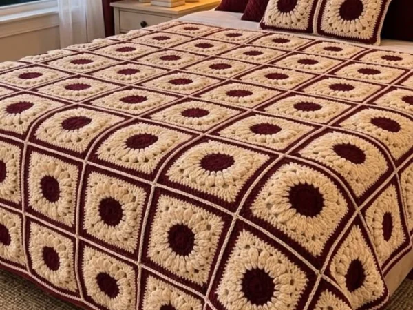 Sunburst Granny Square Bedspread — Free Crochet Pattern