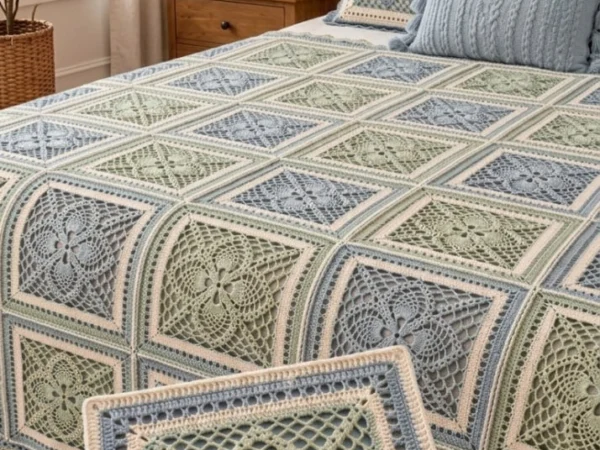 Floral Lattice Granny Square Bedspread — Free Crochet Pattern