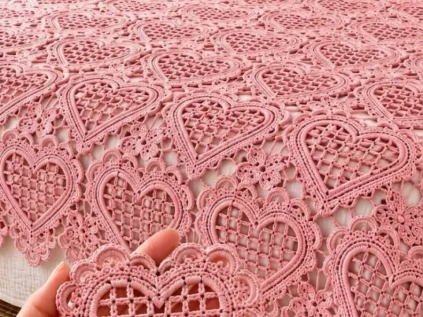 Pink Lace Heart Bedspread — Free Crochet Pattern
