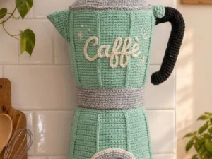 Vintage Mint Moka Express Italian Coffee Pot Plastic Bag Dispenser — Free Crochet Pattern