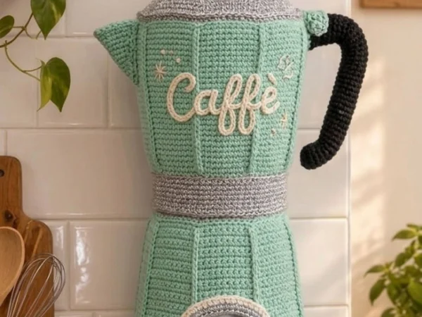 Vintage Mint Moka Express Italian Coffee Pot Plastic Bag Dispenser — Free Crochet Pattern