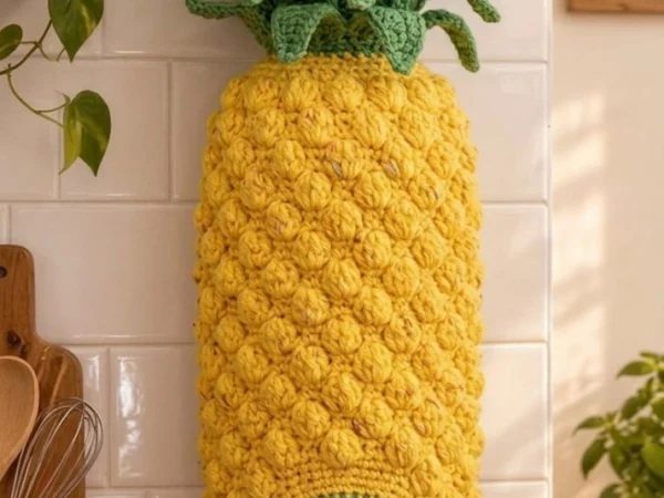 Tropical Pineapple Plastic Bag Dispenser — Free Crochet Pattern